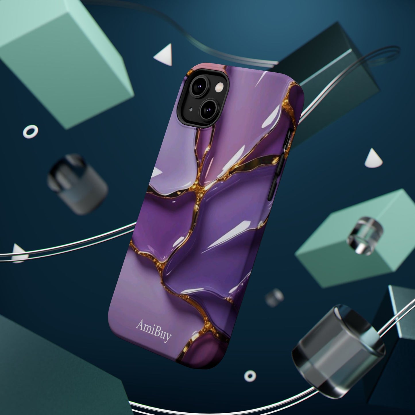 Purple Gold Marble Magnetic Impact-Resistant Phone Case