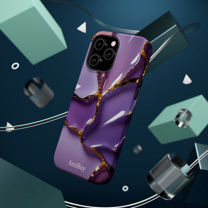 Purple Gold Marble Magnetic Impact-Resistant Phone Case