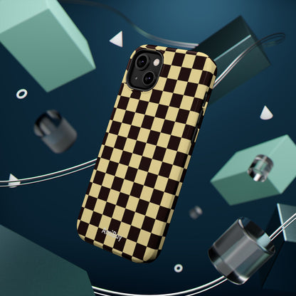 Checkerboard Magnetic Impact Case — Retro Black & Cream Phone Cover