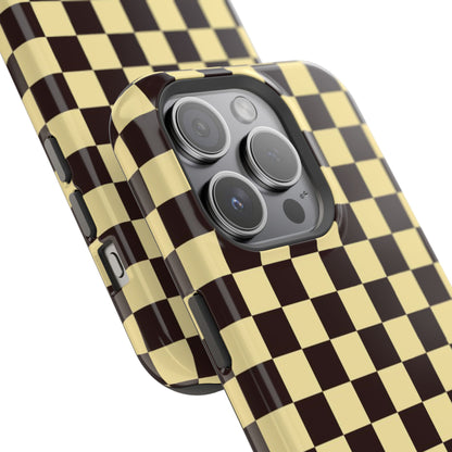 Checkerboard Magnetic Impact Case — Retro Black & Cream Phone Cover