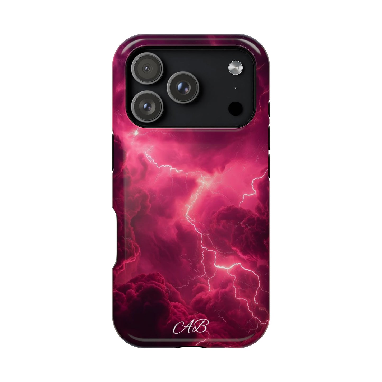 Magenta Lightning Phone Case — Magnetic Impact-Resistant iPhone Cover