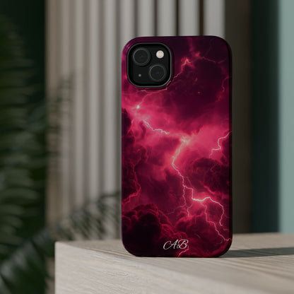 Magenta Lightning Phone Case — Magnetic Impact-Resistant iPhone Cover