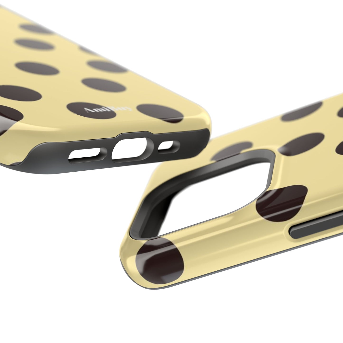 Polka Dot Magnetic Impact Phone Case — Yellow & Black Protective Cover