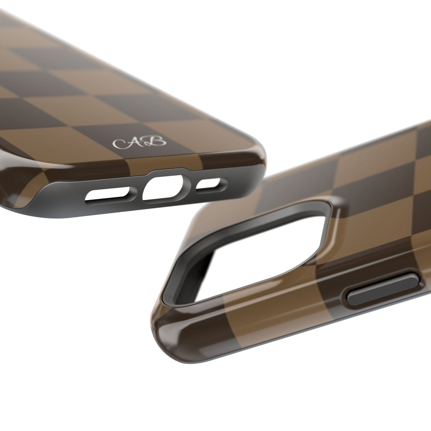 Brown Checkered Magnetic Impact-Resistant Phone Case