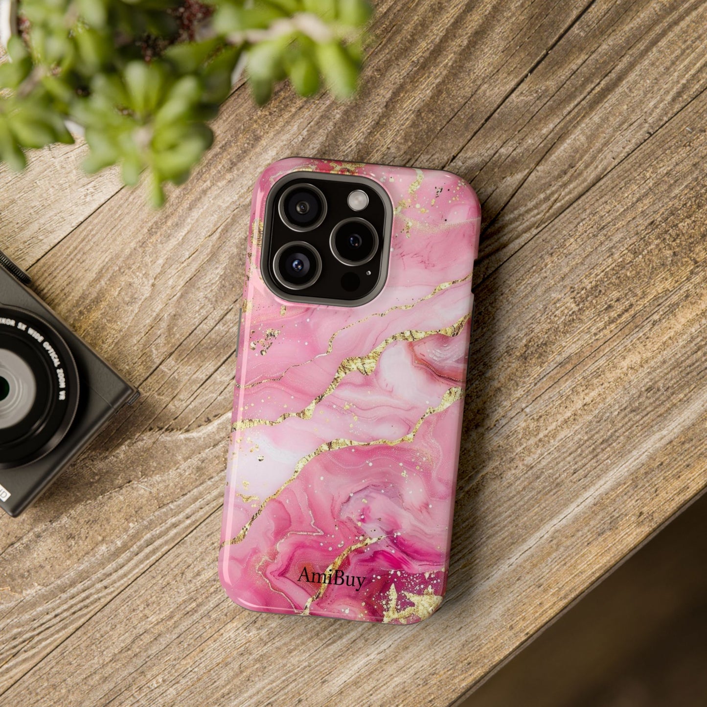 Pink Gold Marble Magnetic Impact-Resistant Phone Case