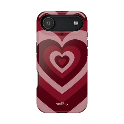 Magnetic Impact-Resistant Phone Case — Retro Layered Heart Design