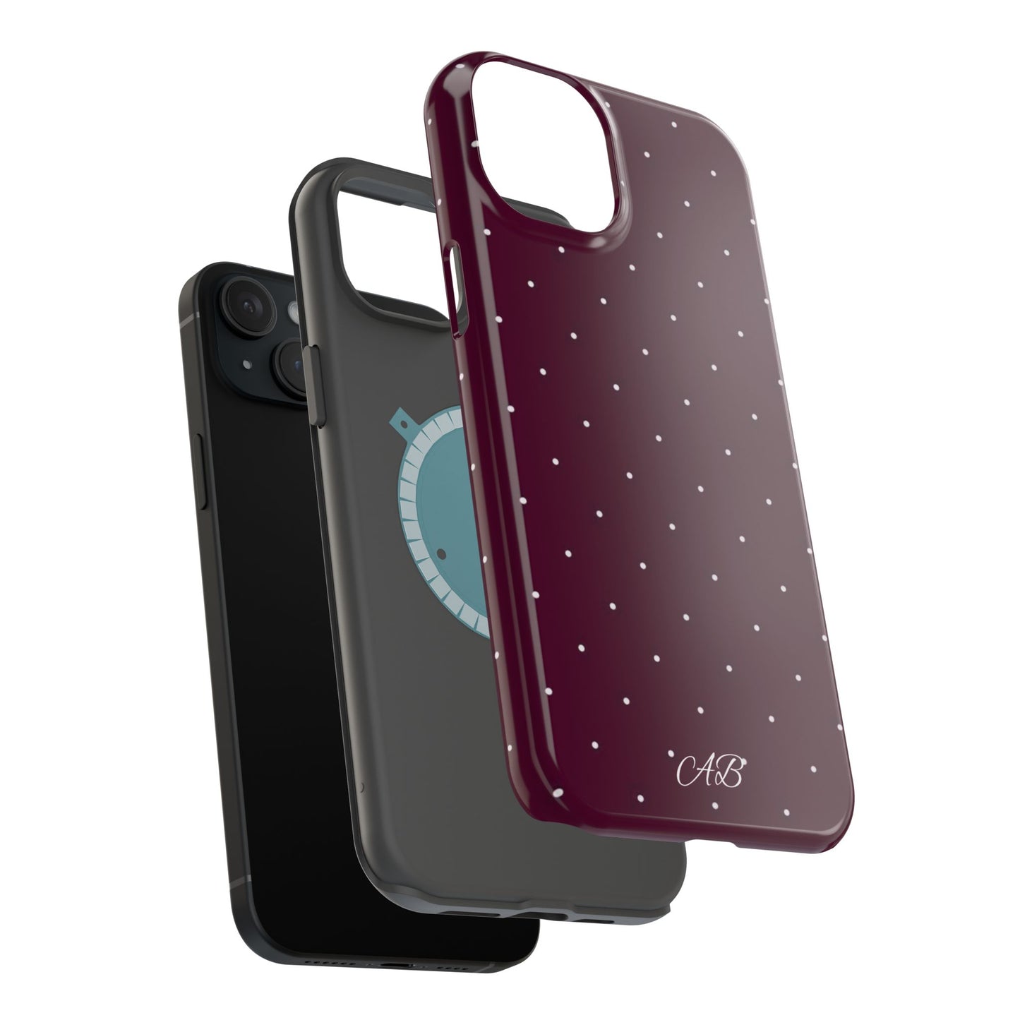 Magnetic Impact-Resistant Phone Case — Burgundy Microdot Protective Cover