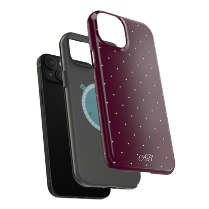 Magnetic Impact-Resistant Phone Case — Burgundy Microdot Protective Cover