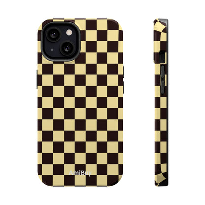 Checkerboard Magnetic Impact Case — Retro Black & Cream Phone Cover