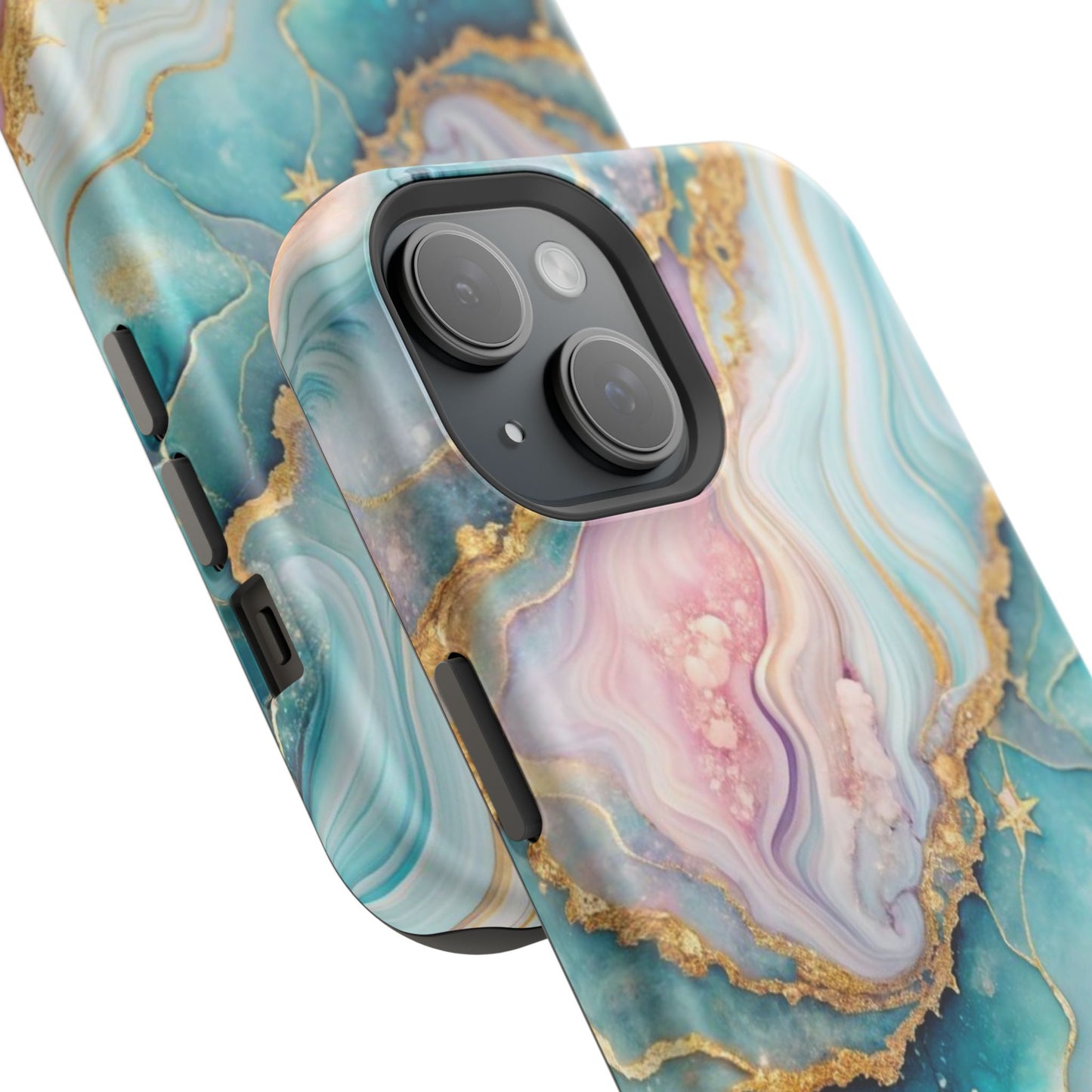 Marbled Aqua & Rose Gold Magnetic Impact Phone Case