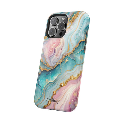 Marbled Aqua & Rose Gold Magnetic Impact Phone Case