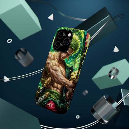Magnetic Impact-Resistant Phone Case — Green-Sword Warrior Anime Art