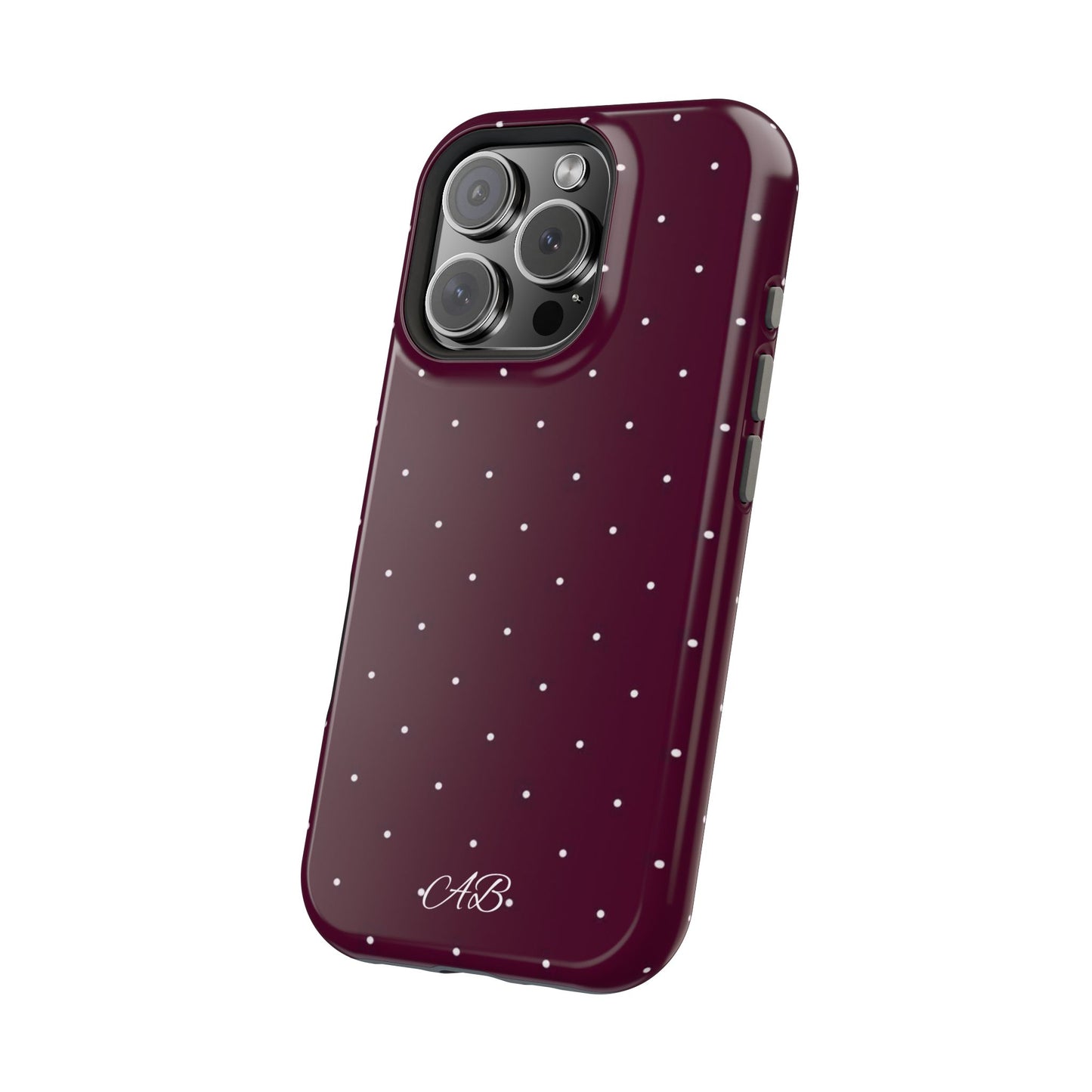 Magnetic Impact-Resistant Phone Case — Burgundy Microdot Protective Cover