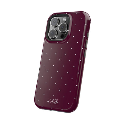 Magnetic Impact-Resistant Phone Case — Burgundy Microdot Protective Cover
