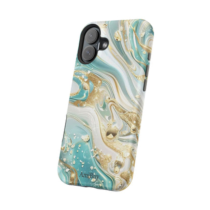 Marbled Teal & Gold Magnetic Impact-Resistant Phone Case