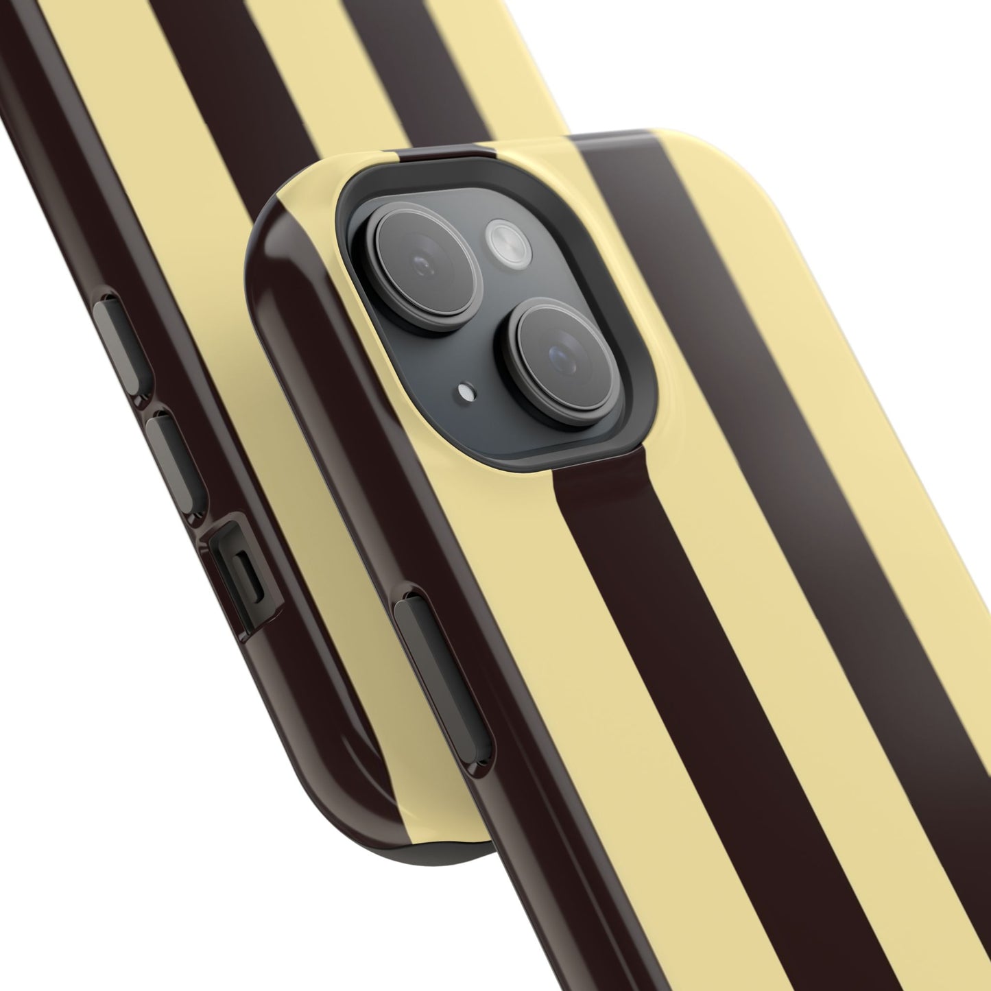 Striped Magnetic Impact-Resistant Phone Case — Brown & Cream Vertical Stripes