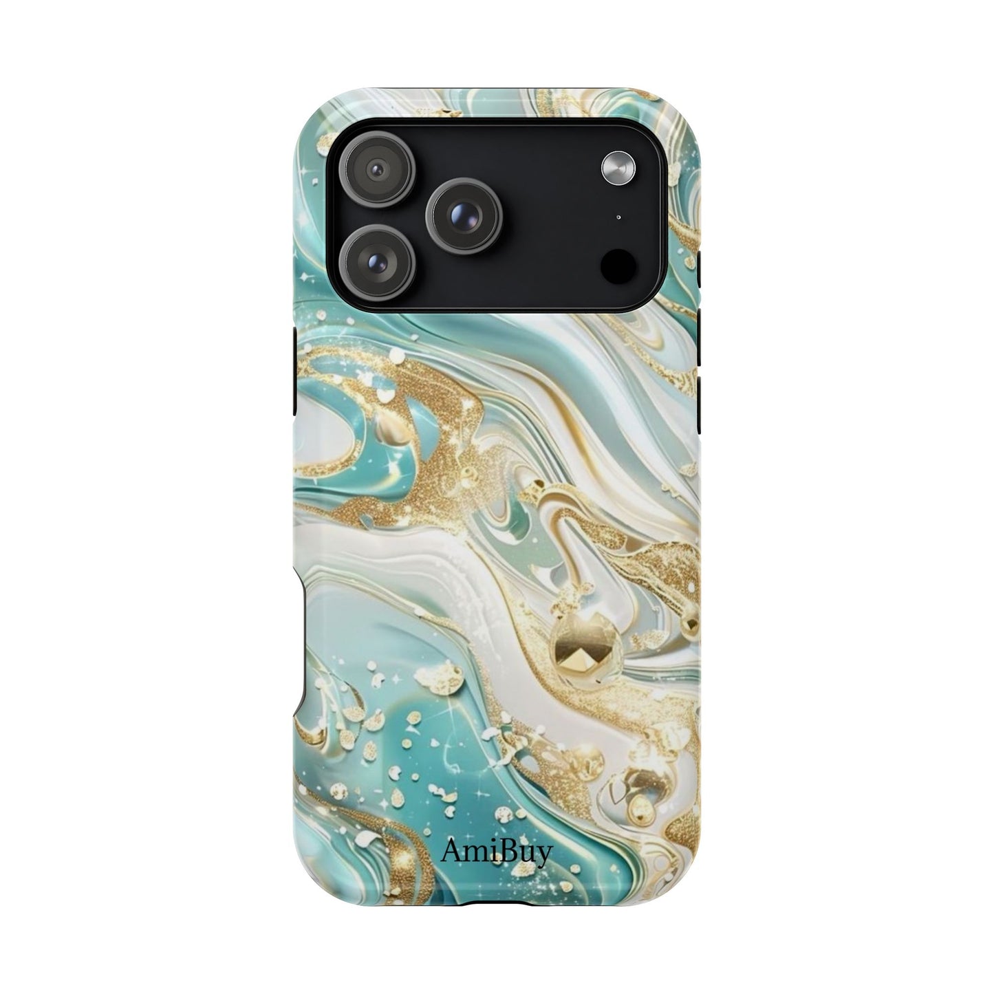 Marbled Teal & Gold Magnetic Impact-Resistant Phone Case