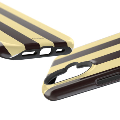 Striped Magnetic Impact-Resistant Phone Case — Brown & Cream Vertical Stripes