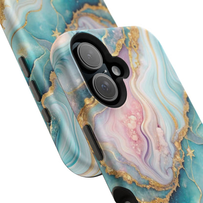 Marbled Aqua & Rose Gold Magnetic Impact Phone Case