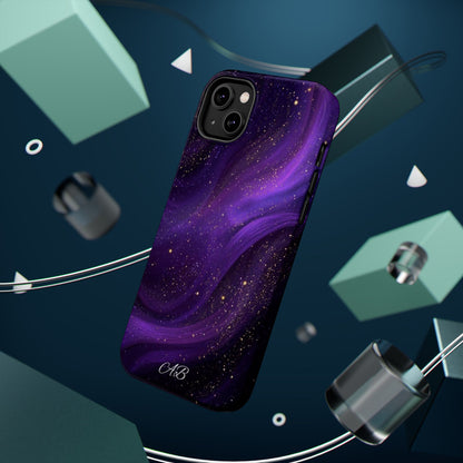 Purple Galaxy Magnetic Impact Phone Case — Shockproof Cosmic Swirl Design