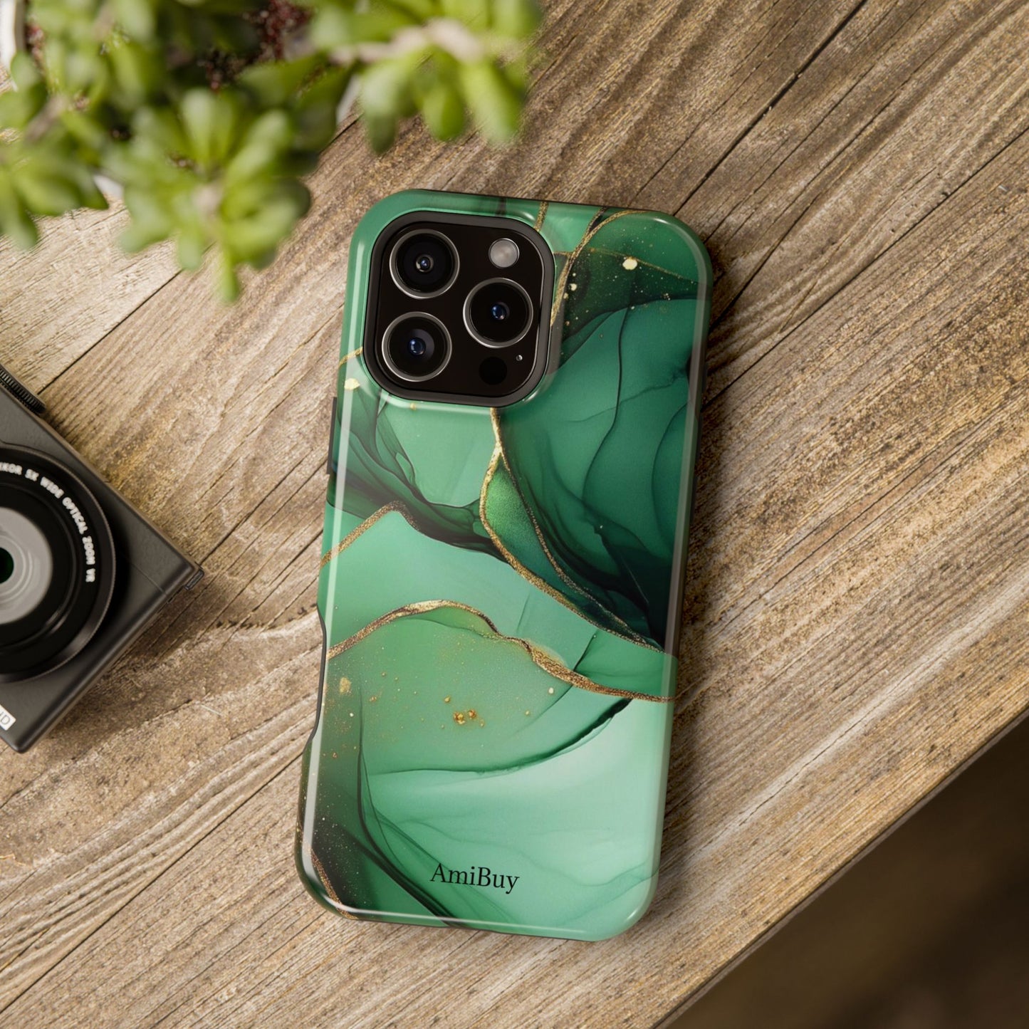 Green Marble Magnetic Impact-Resistant Phone Case