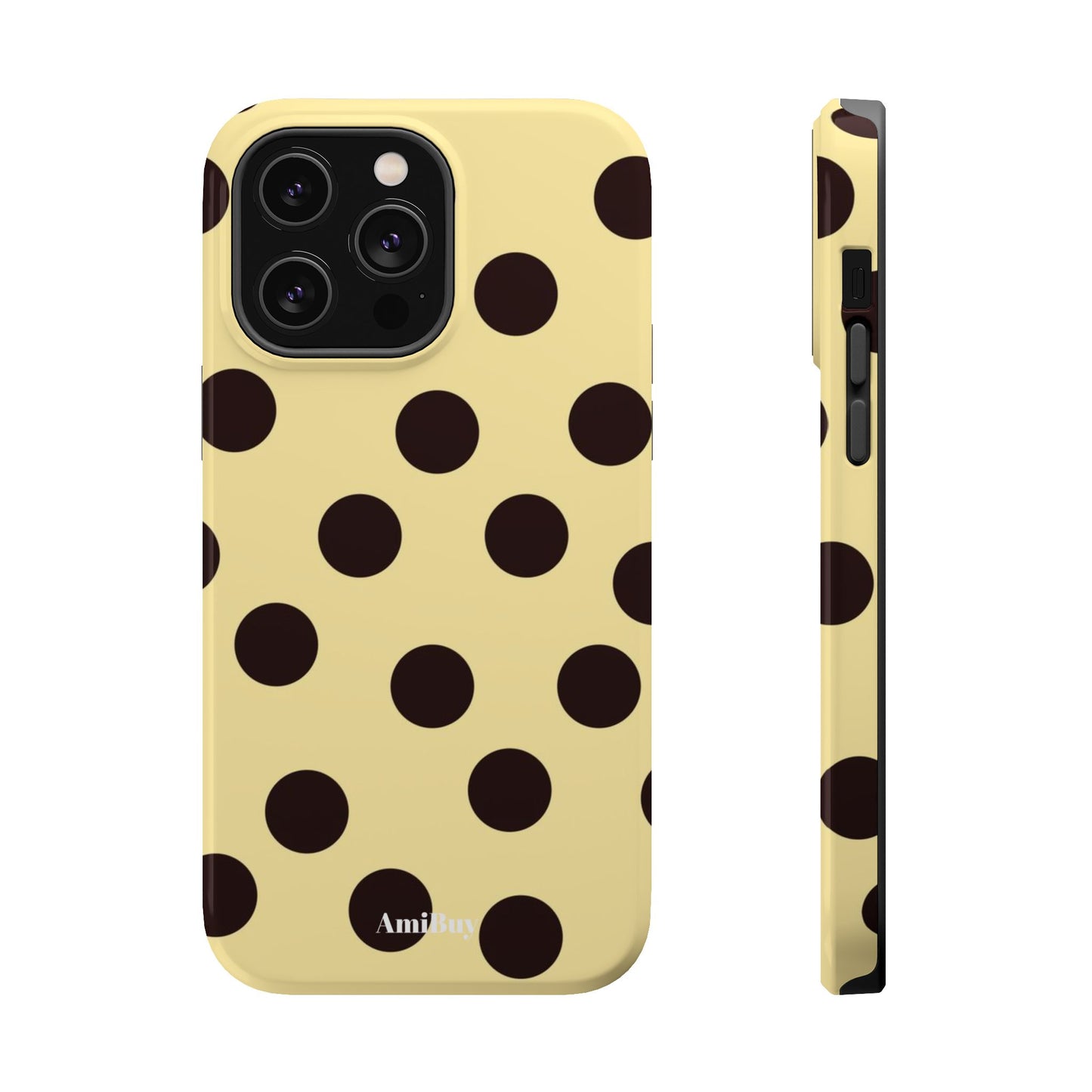 Polka Dot Magnetic Impact Phone Case — Yellow & Black Protective Cover