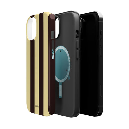 Striped Magnetic Impact-Resistant Phone Case — Brown & Cream Vertical Stripes