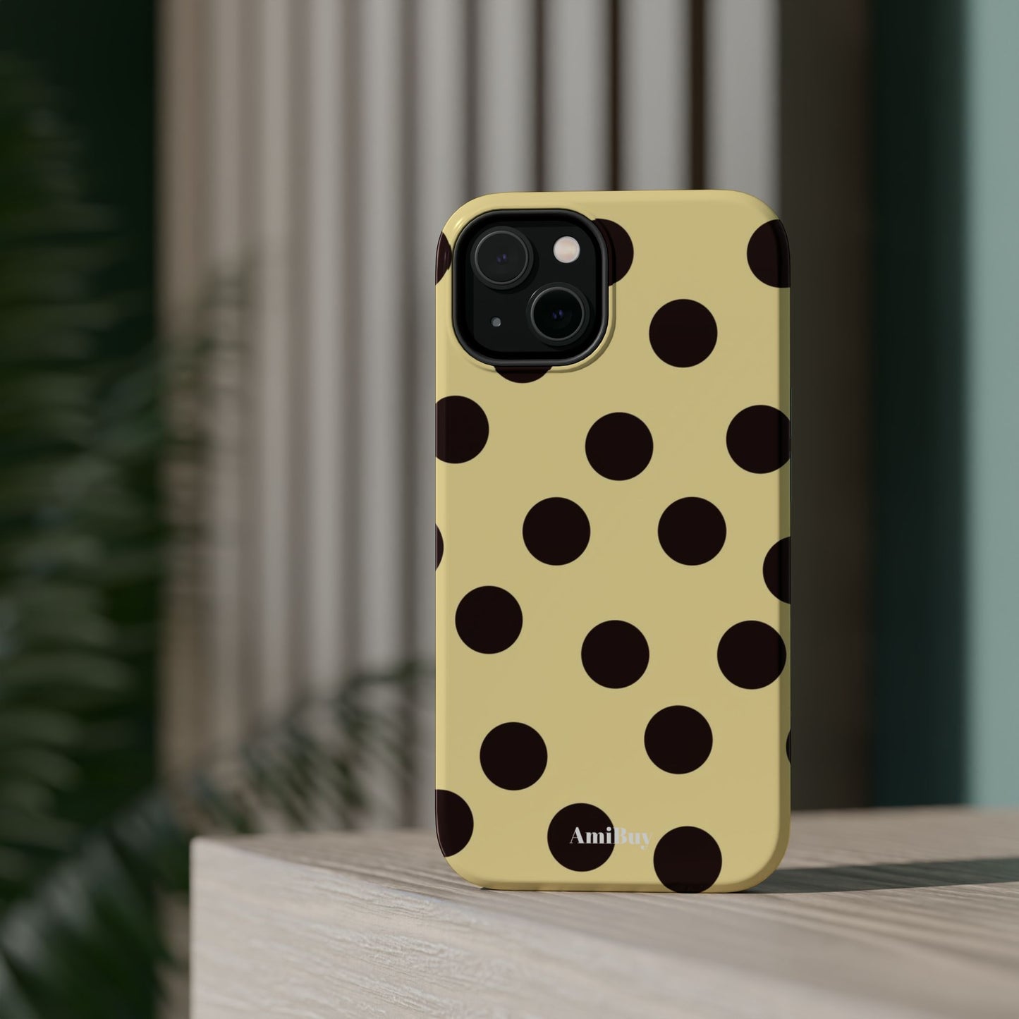 Polka Dot Magnetic Impact Phone Case — Yellow & Black Protective Cover