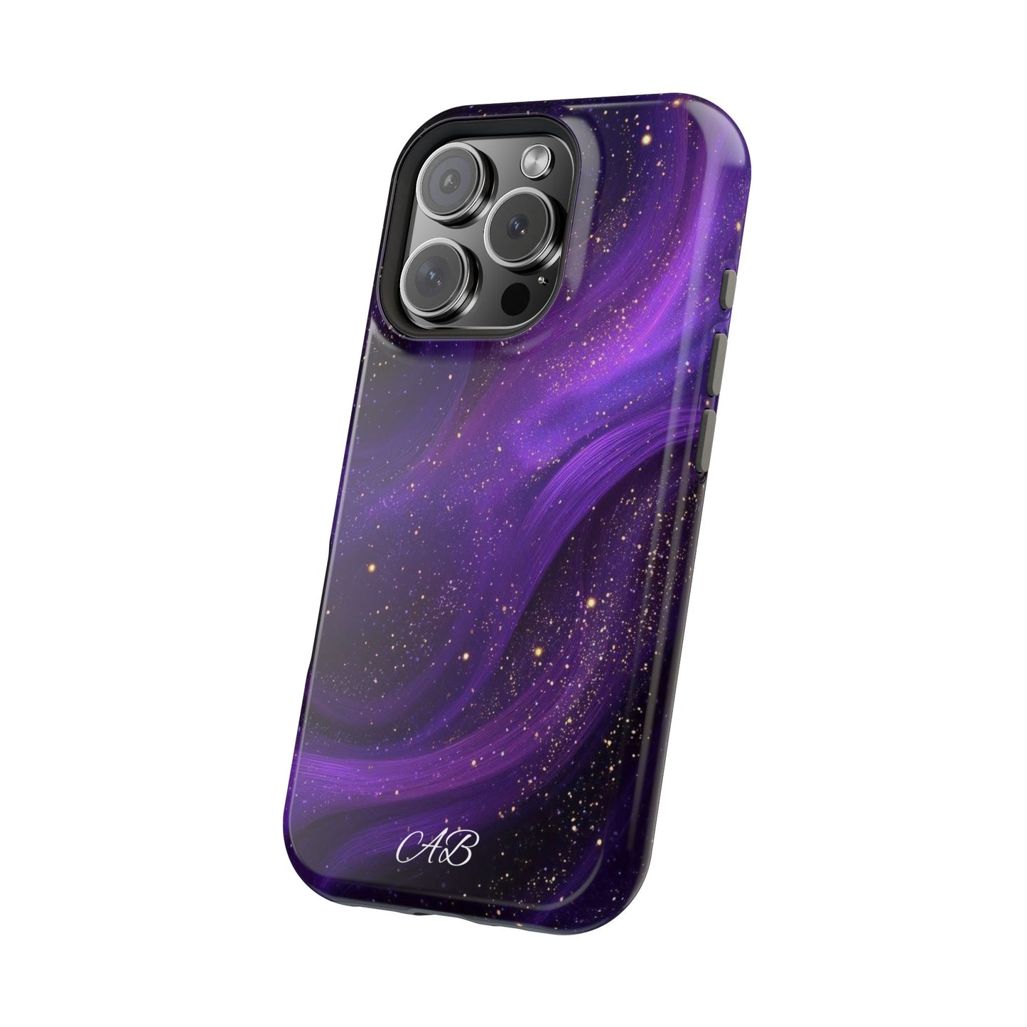 Purple Galaxy Magnetic Impact Phone Case — Shockproof Cosmic Swirl Design