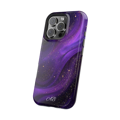 Purple Galaxy Magnetic Impact Phone Case — Shockproof Cosmic Swirl Design