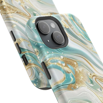 Marbled Teal & Gold Magnetic Impact-Resistant Phone Case