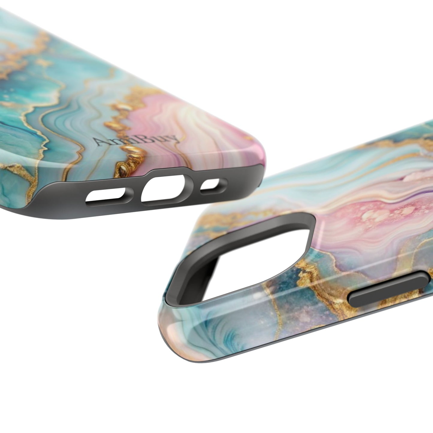 Marbled Aqua & Rose Gold Magnetic Impact Phone Case