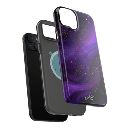 Purple Galaxy Magnetic Impact Phone Case — Shockproof Cosmic Swirl Design