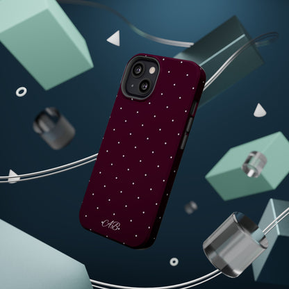 Magnetic Impact-Resistant Phone Case — Burgundy Microdot Protective Cover