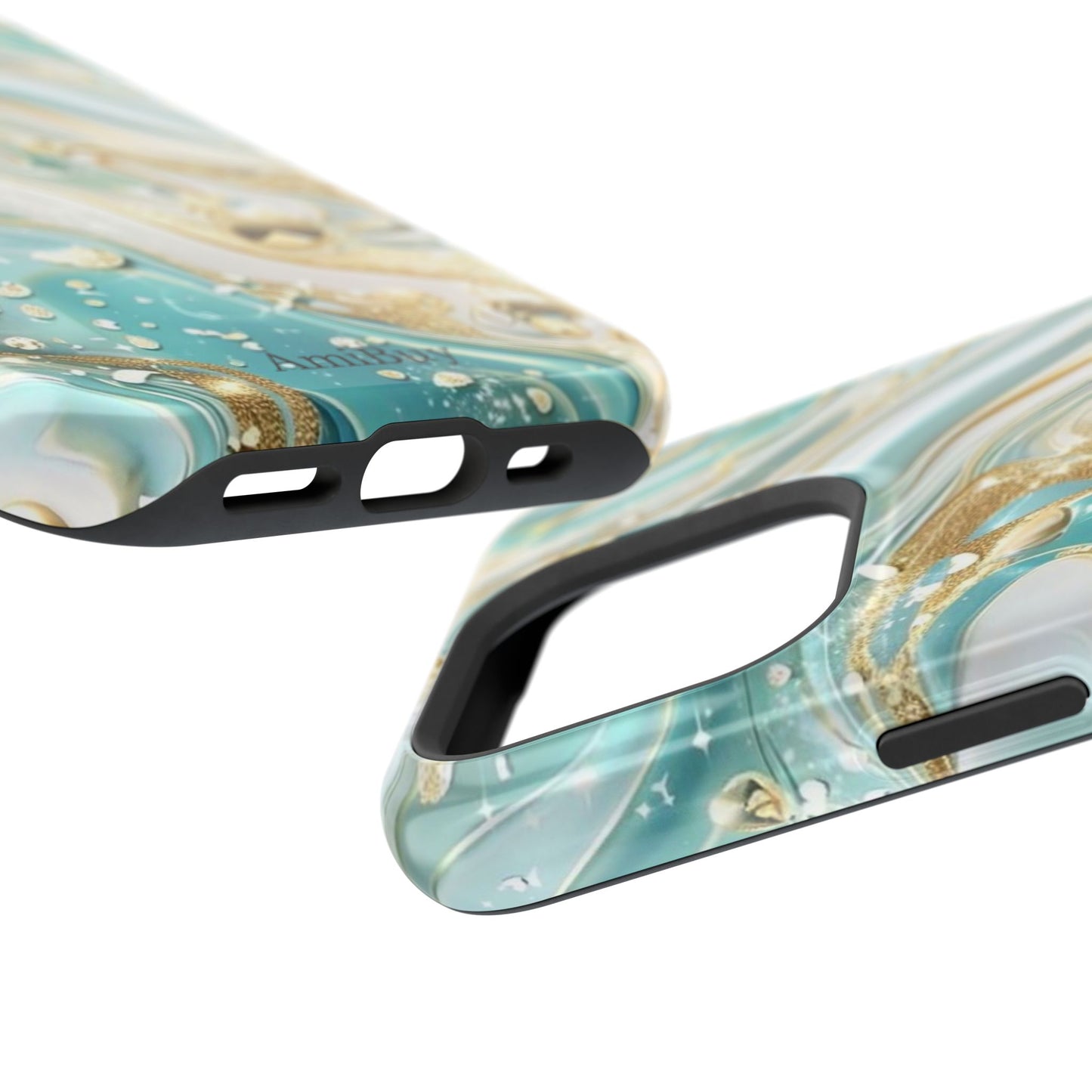 Marbled Teal & Gold Magnetic Impact-Resistant Phone Case