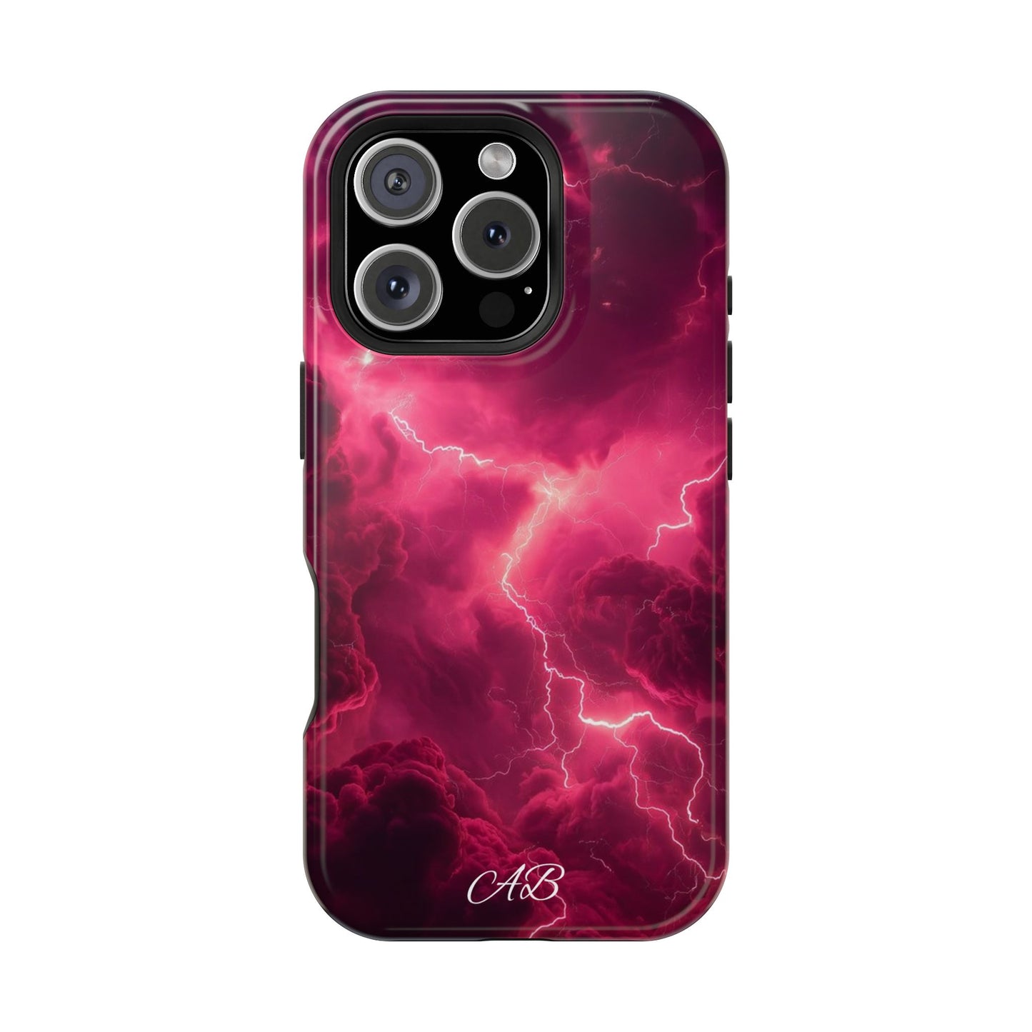 Magenta Lightning Phone Case — Magnetic Impact-Resistant iPhone Cover