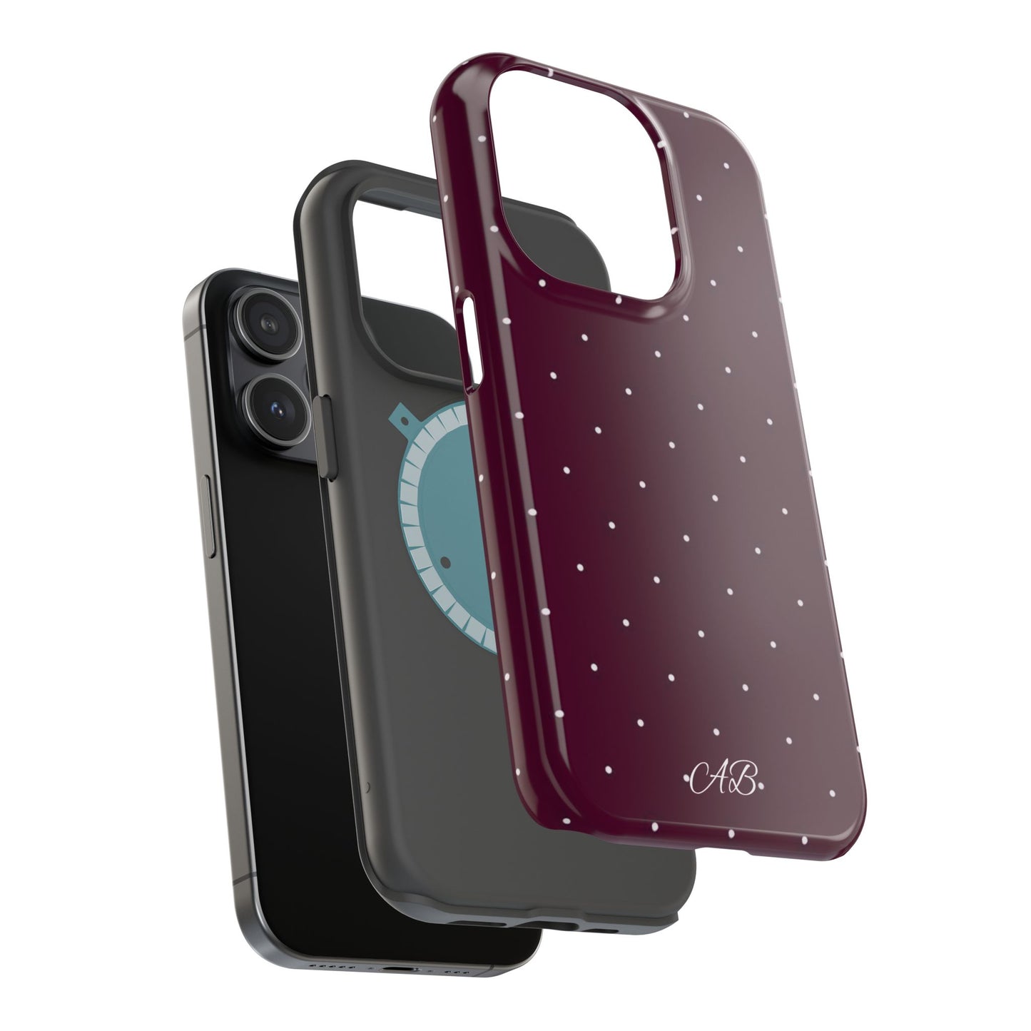 Magnetic Impact-Resistant Phone Case — Burgundy Microdot Protective Cover