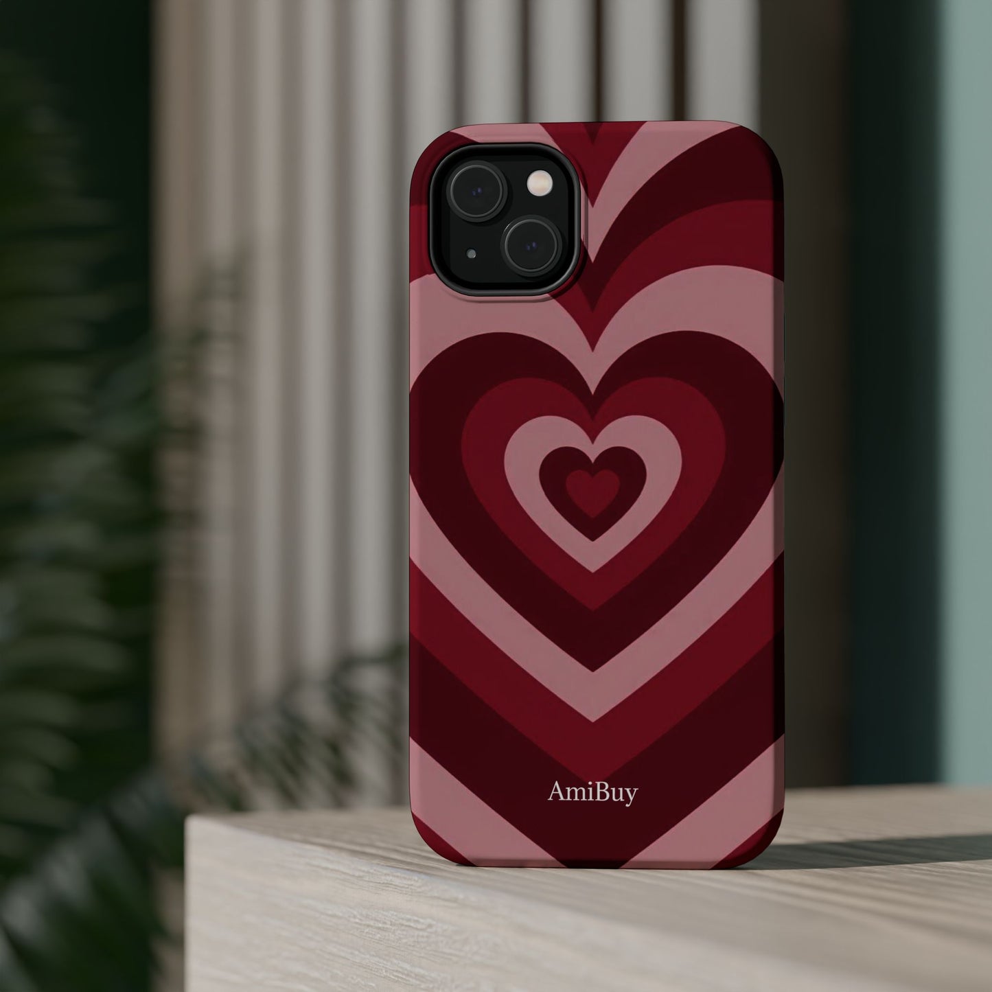 Magnetic Impact-Resistant Phone Case — Retro Layered Heart Design