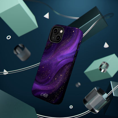 Purple Galaxy Magnetic Impact Phone Case — Shockproof Cosmic Swirl Design