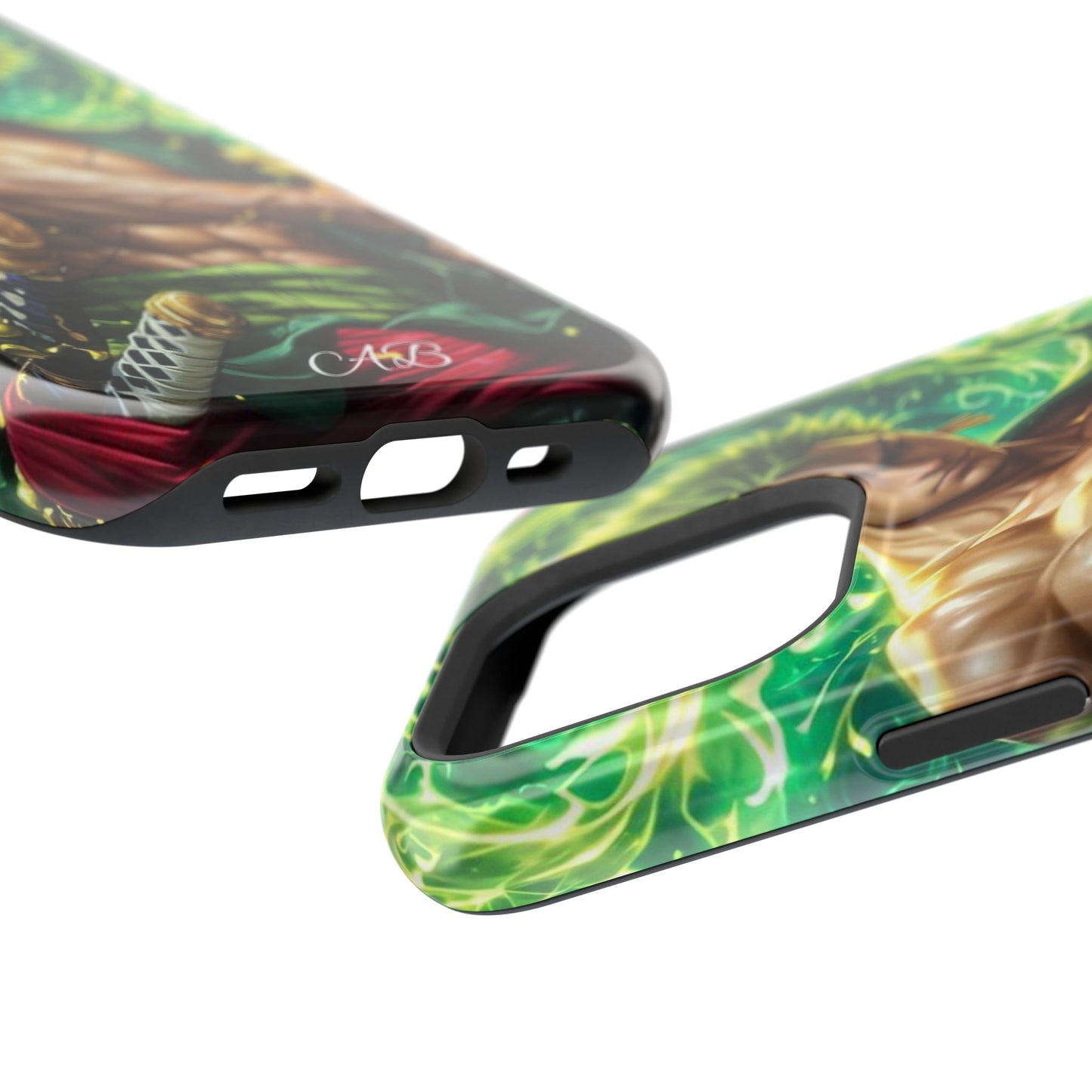 Magnetic Impact-Resistant Phone Case — Green-Sword Warrior Anime Art