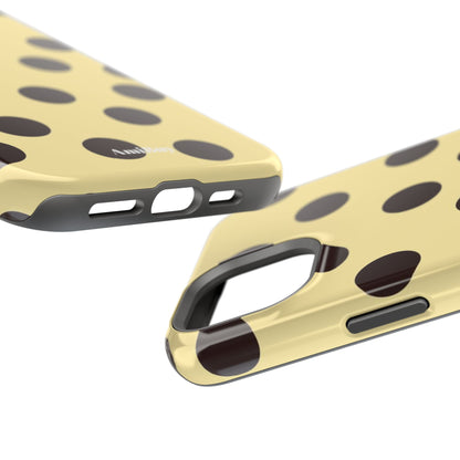Polka Dot Magnetic Impact Phone Case — Yellow & Black Protective Cover