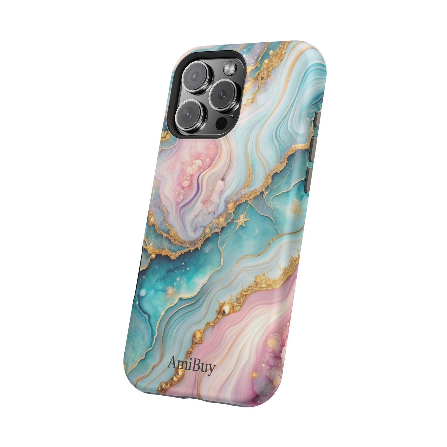 Marbled Aqua & Rose Gold Magnetic Impact Phone Case