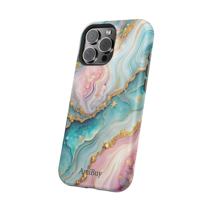 Marbled Aqua & Rose Gold Magnetic Impact Phone Case