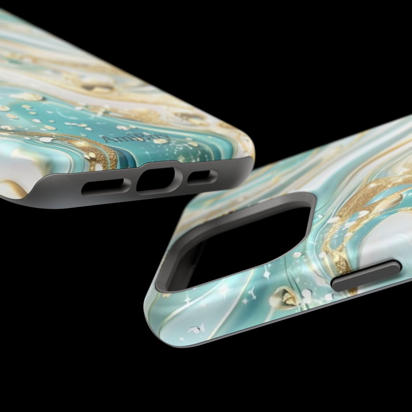 Marbled Teal & Gold Magnetic Impact-Resistant Phone Case