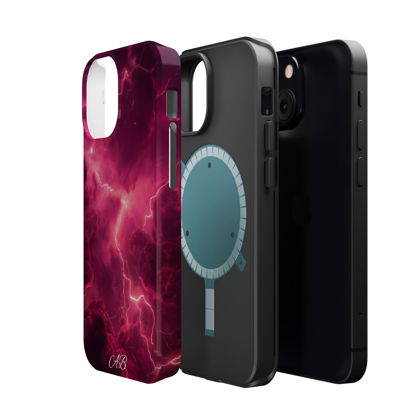Magenta Lightning Phone Case — Magnetic Impact-Resistant iPhone Cover