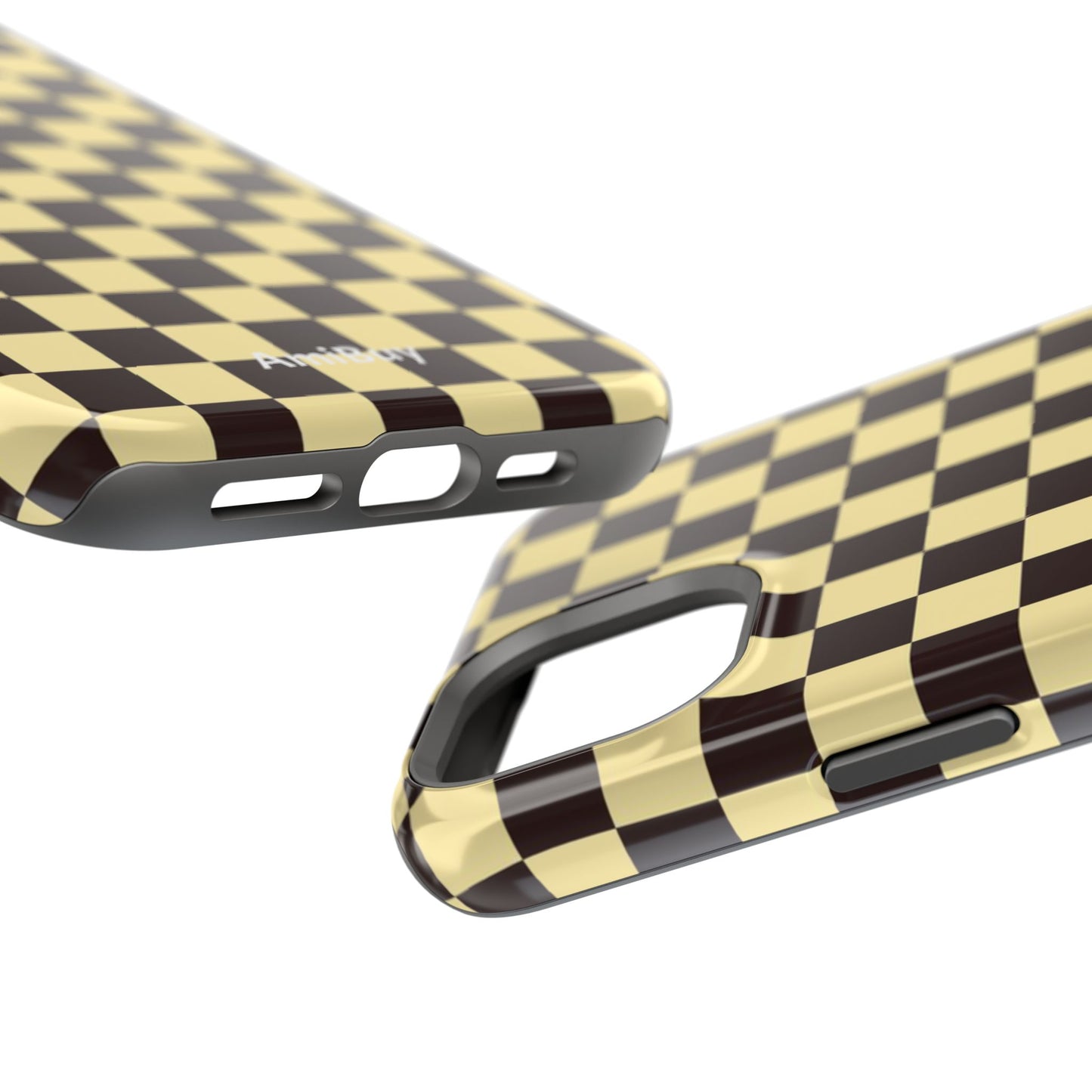 Checkerboard Magnetic Impact Case — Retro Black & Cream Phone Cover