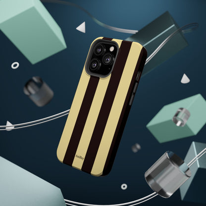 Striped Magnetic Impact-Resistant Phone Case — Brown & Cream Vertical Stripes