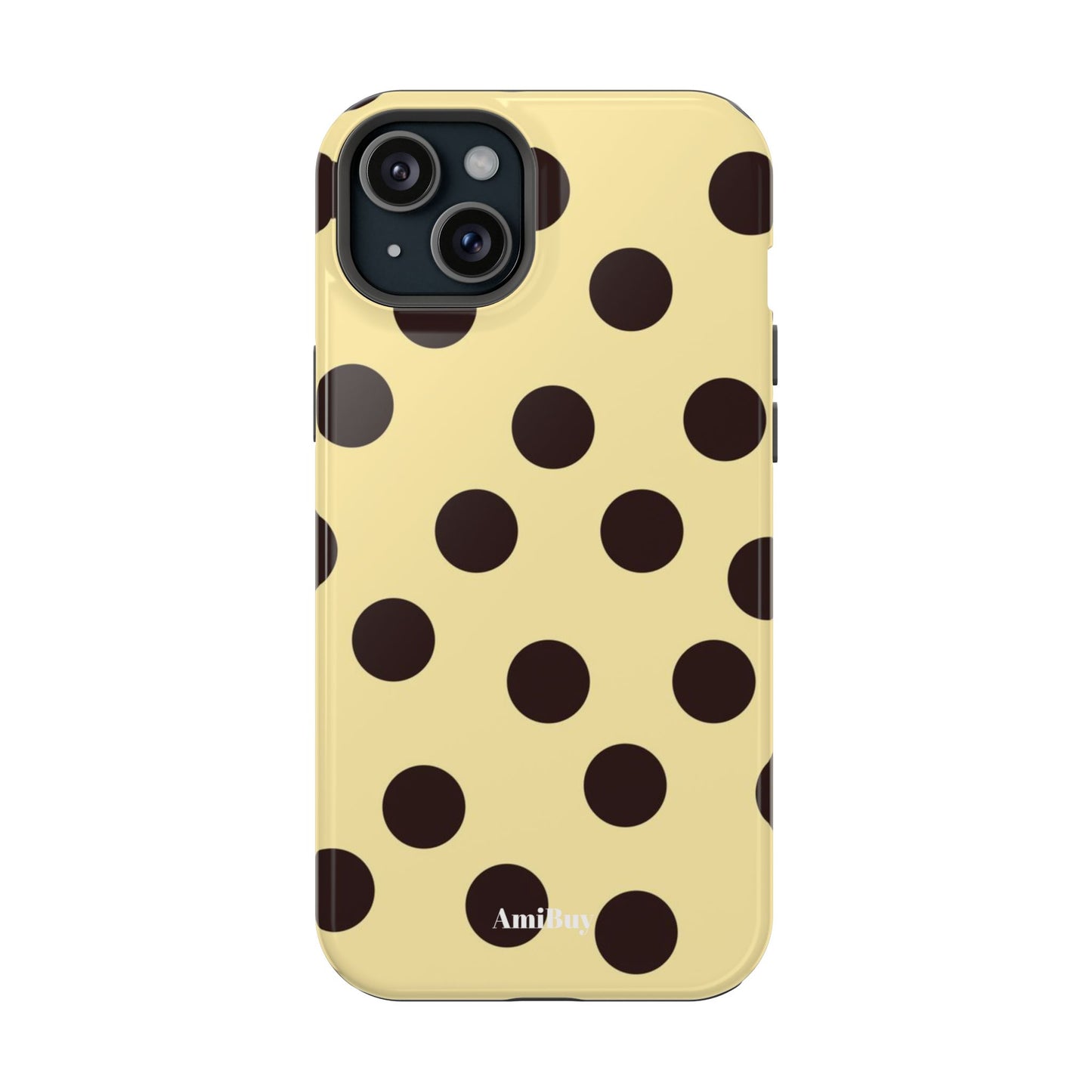Polka Dot Magnetic Impact Phone Case — Yellow & Black Protective Cover