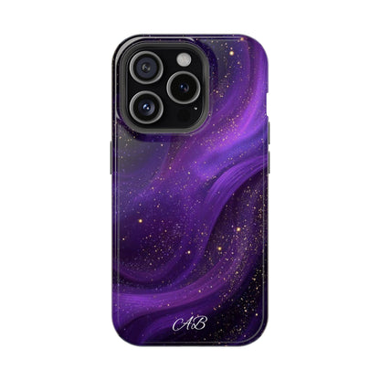 Purple Galaxy Magnetic Impact Phone Case — Shockproof Cosmic Swirl Design