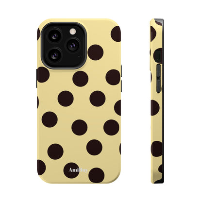 Polka Dot Magnetic Impact Phone Case — Yellow & Black Protective Cover